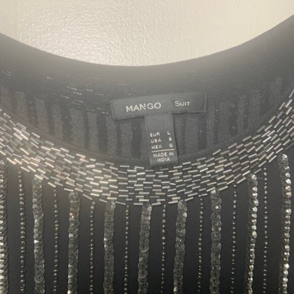 Mango Sequin New Year Holiday Little Black Dress Cocktail Party - Size 8 - Picture 5 of 9